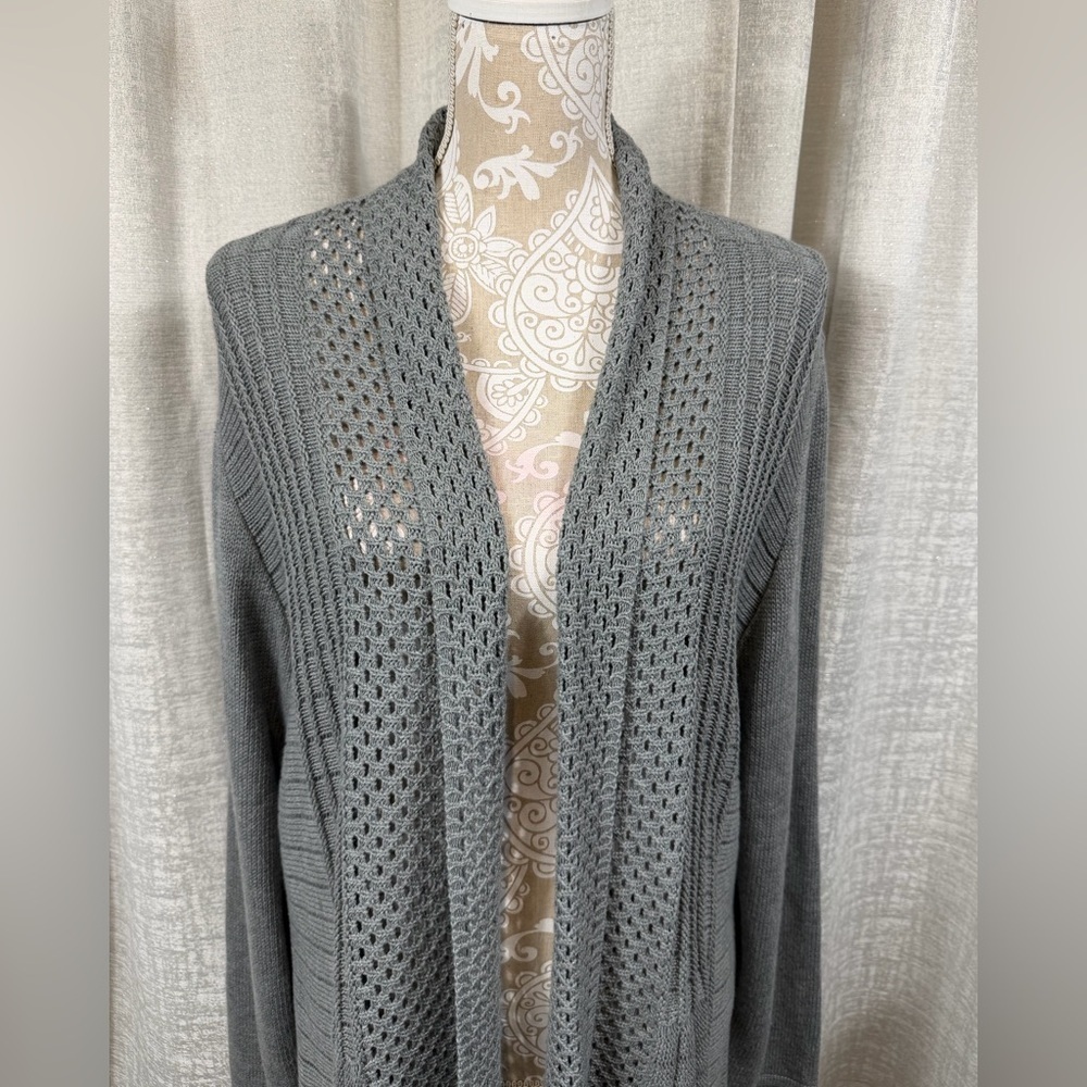 Kim Rogers Women’s 3X Open-Front Cardigan Sweater Gray Knit Longline Lightweight - Picture 5 of 6